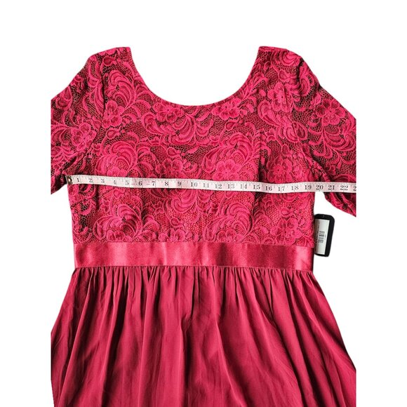 Red Illusion Lace Top Chiffon Maxi Dress - Ever Pretty - Picture 13 of 13